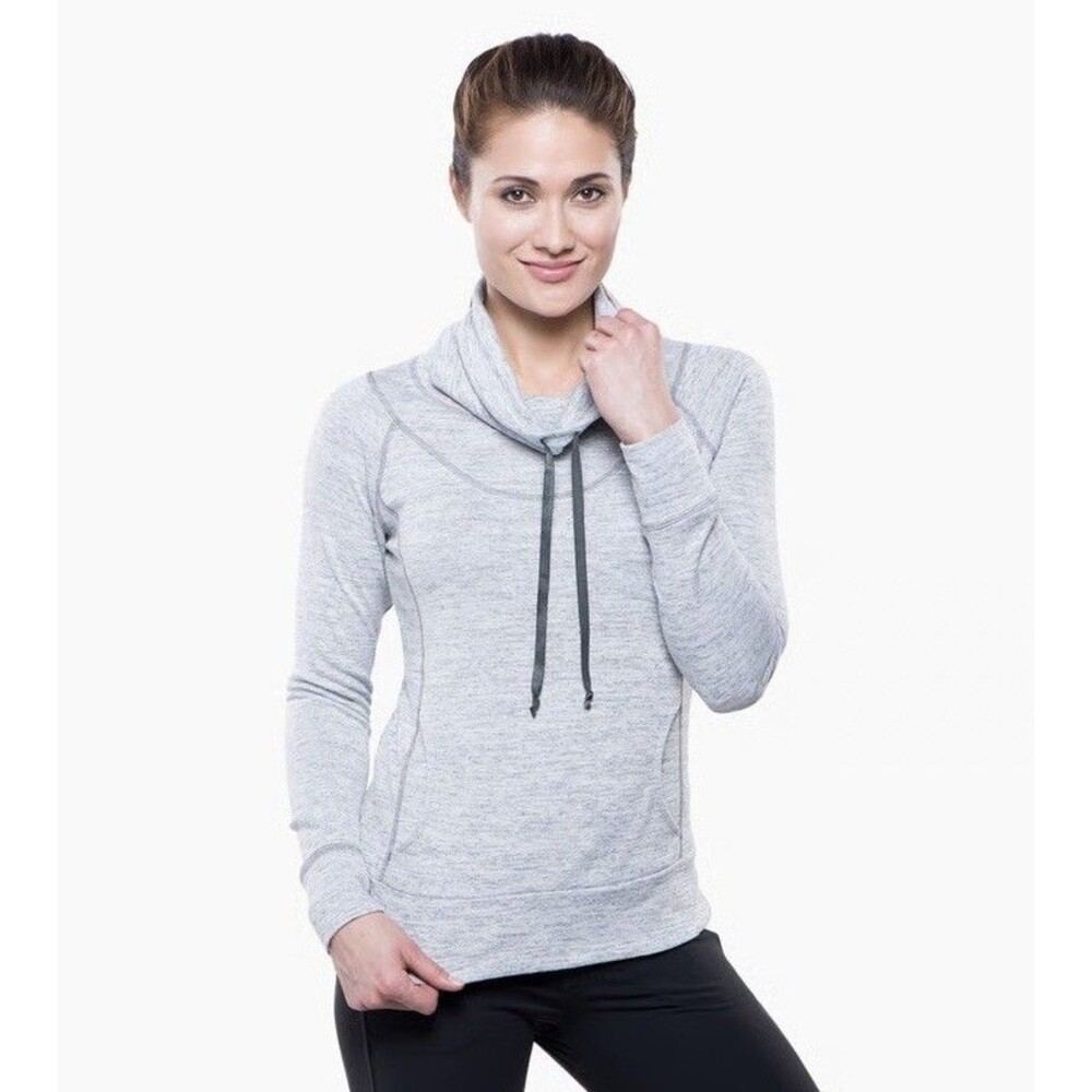 Kuhl Lea Pullover Women’s SZ Large Gray Hiking Camping Travel Cowl Funnel Neck